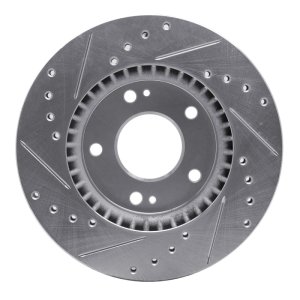 Hyundai Elantra Brake Rotor (1) - Front Right - R1 Concepts - Drilled & Slotted - Silver - `07-`10